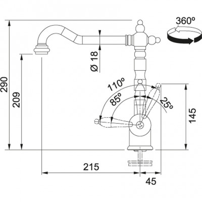 Franke Particolare Old England classic kitchen faucet chrome 115.0060.360