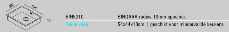 Fregadero ABK Bingara de acero inoxidable extraplano 10 cm, para personas con movilidad reducida, empotrable y sobre encimera BIN5010FVI