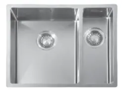 Fregadero ABK Bingara de un seno y medio de acero inoxidable 34x40+15x40 cm enrasado, bajo encimera y sobre encimera BIN3415FVI