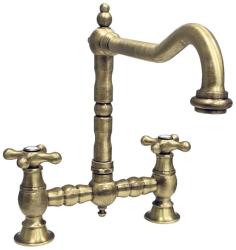 Grifo de cocina PB Nostalgic Bridge Caño acodado bronce con manillas de estrella PBN.BRO.H.ST