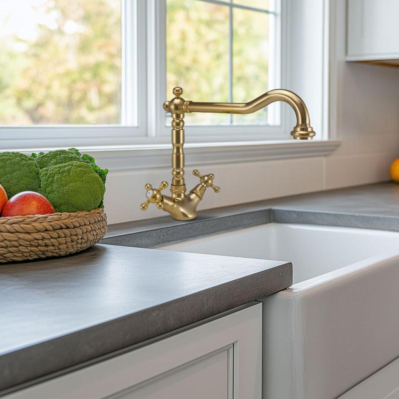 Grifo de cocina PB Nostalgic classic dorado V1910 con caño giratorio 1150424170