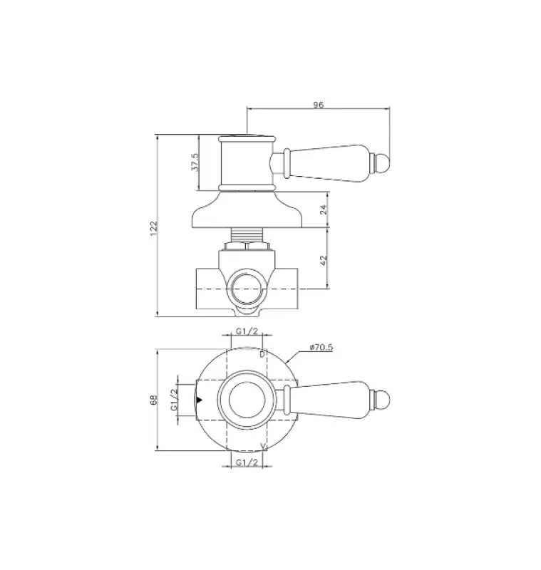 Desviador Huber Victorian 2 salidas acero inoxidable 653.VT01H.NS