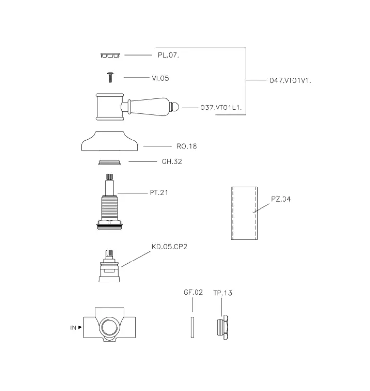 Desviador Huber Victorian 2 salidas acero inoxidable 653.VT01H.NS