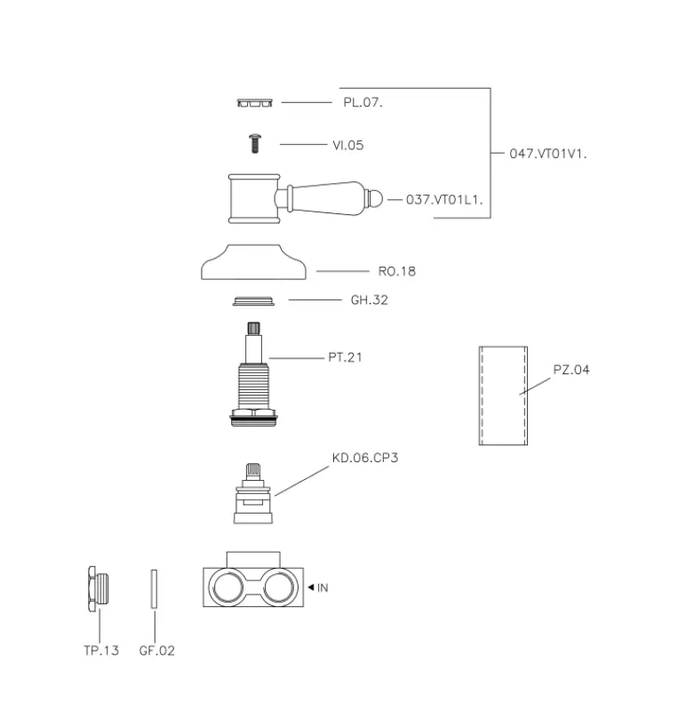 Desviador Huber Victorian 3 salidas dorado VT0002702G