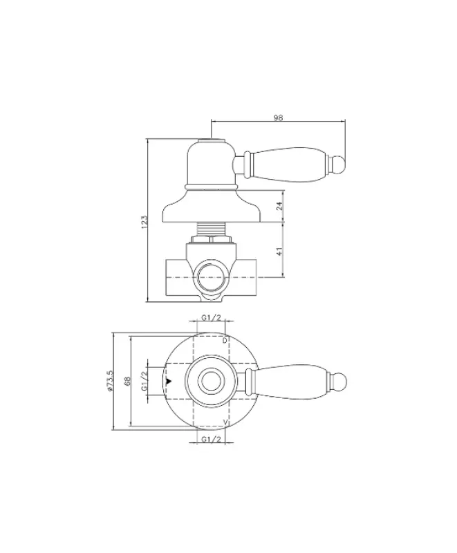 Válvula de desvío Huber Croisette en color bronce 1/2 653.CS01H.BA