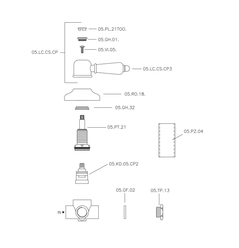 Válvula de desvío Huber Croisette en color bronce 1/2 653.CS01H.BA