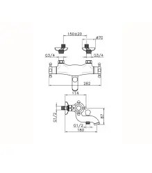 Mezclador Termostático de Baño Huber Victorian en acero inoxidable VTT270102A