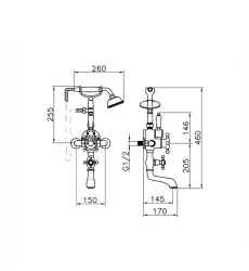 Mezclador Termostático de Baño Huber Victorian con teleducha en acero inoxidable 198.VT01H.AC