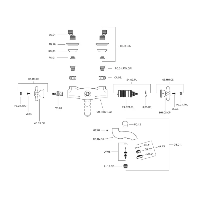 Mezclador termostático para bañera Huber Croisette color Bronce CST2701027