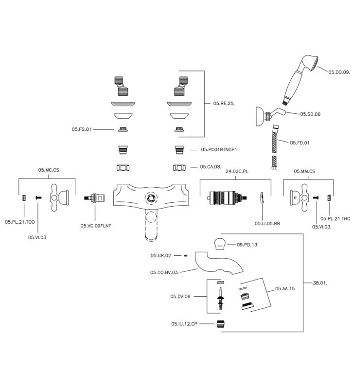 Mezclador termostático Huber Croisette con juego de ducha en color bronce CSD2701027