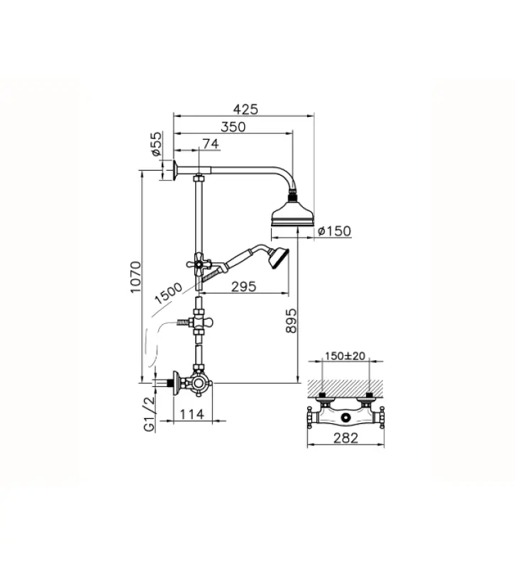 Conjunto de ducha Huber Victorian termostático 15cm Bronce 390.VT01H.BA
