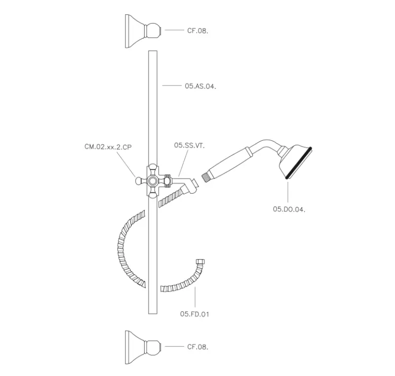 Conjunto Huber Victorian barra deslizante acero inoxidable 62.03H.AC
