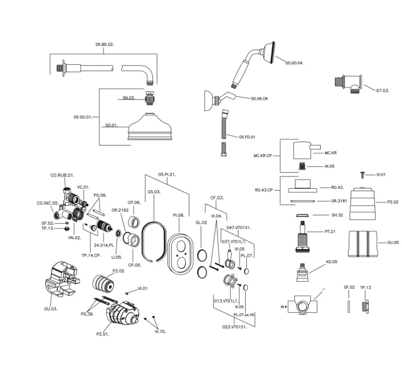 Conjunto de ducha Huber Victorian Nostalgic termostática empotrada 913.VT01H.AC