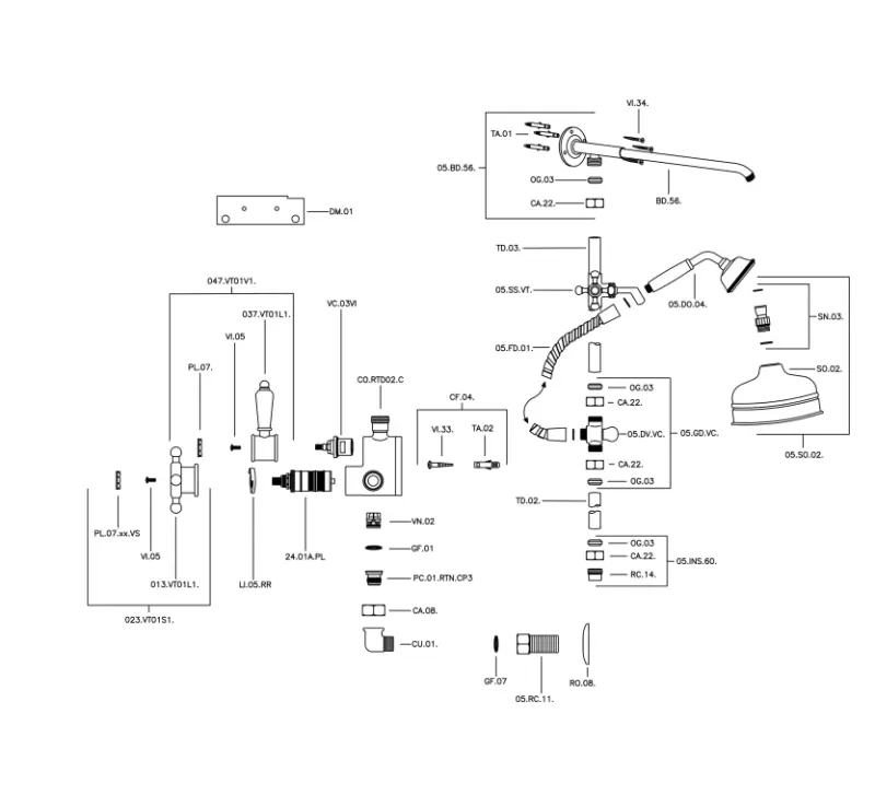 Conjunto de ducha Huber Victorian termostático 20cm Dorado 590.VT21H.AG