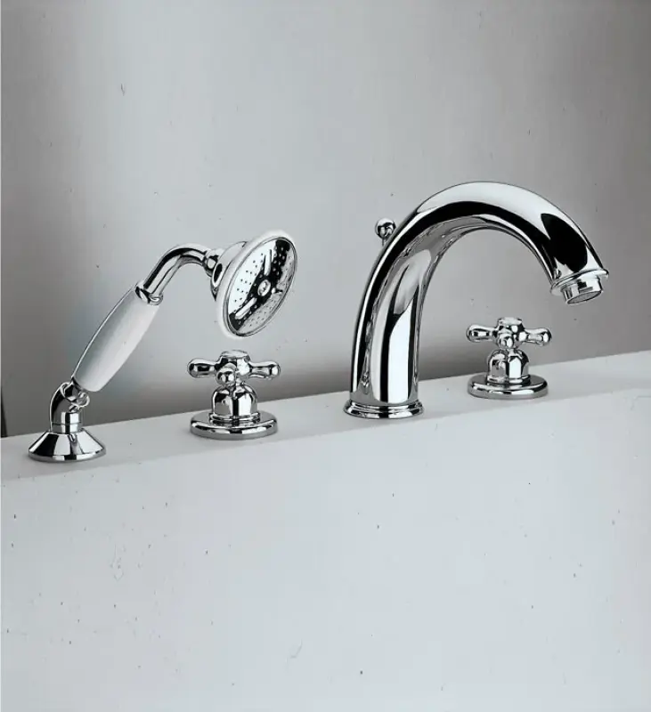 Mezclador termostático Huber Croisette de 4 orificios para borde de bañera color bronce CST7601027