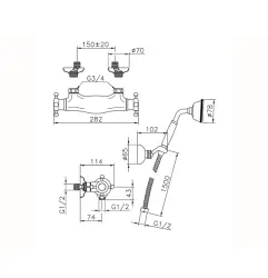 Mezclador de ducha Huber Victorian con teleducha Cromado VTD0101021