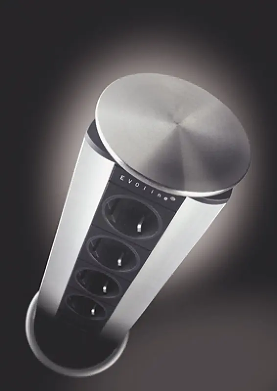 Toma de corriente EVOline Port 3 toma de tierra tipo F Tapa empotrada de acero inoxidable