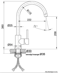Grifo de cocina Lorreine Mersey completo de acero inoxidable con caño giratorio 1154021752