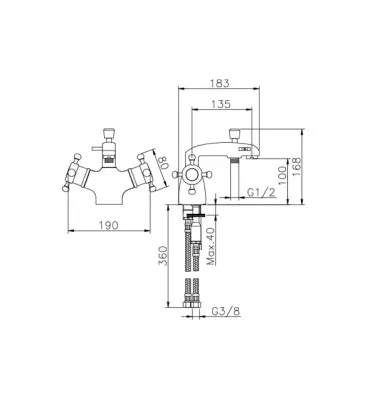 Huber Victorian Thermostatic Bath Mixer for bathtub rim mounting stainless steel VTT620102A