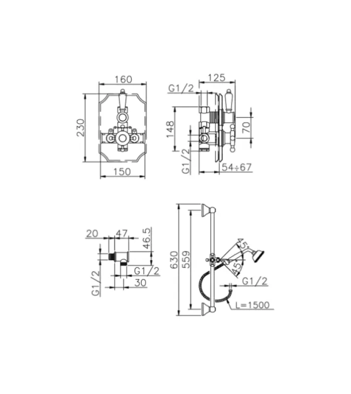 Ducha Huber Victorian termostática empotrada acero inoxidable 910.VT01H.AC