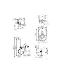 Conjunto Ducha-Baño Huber Victorian Termostático empotrado acero inoxidable 914.VT01H.AC