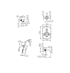 Conjunto Ducha-Baño Huber Victorian Termostático empotrado acero inoxidable 915.VT01H.AC