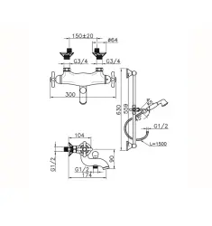 Mezclador termostático Huber Croisette baño-ducha con barra deslizante cromado CSS2701021