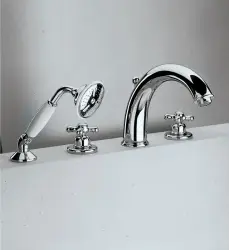 Mezclador termostático Huber Croisette de 4 orificios para borde de bañera Cromado/Dorado CST760107G