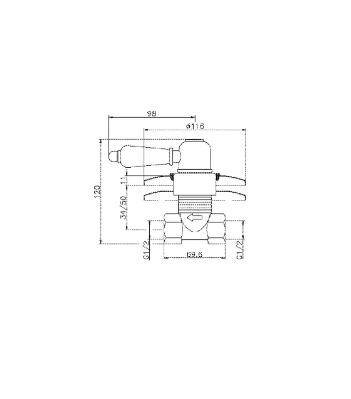 Válvula de cierre empotrada Huber Croisette dorado CS0003102G