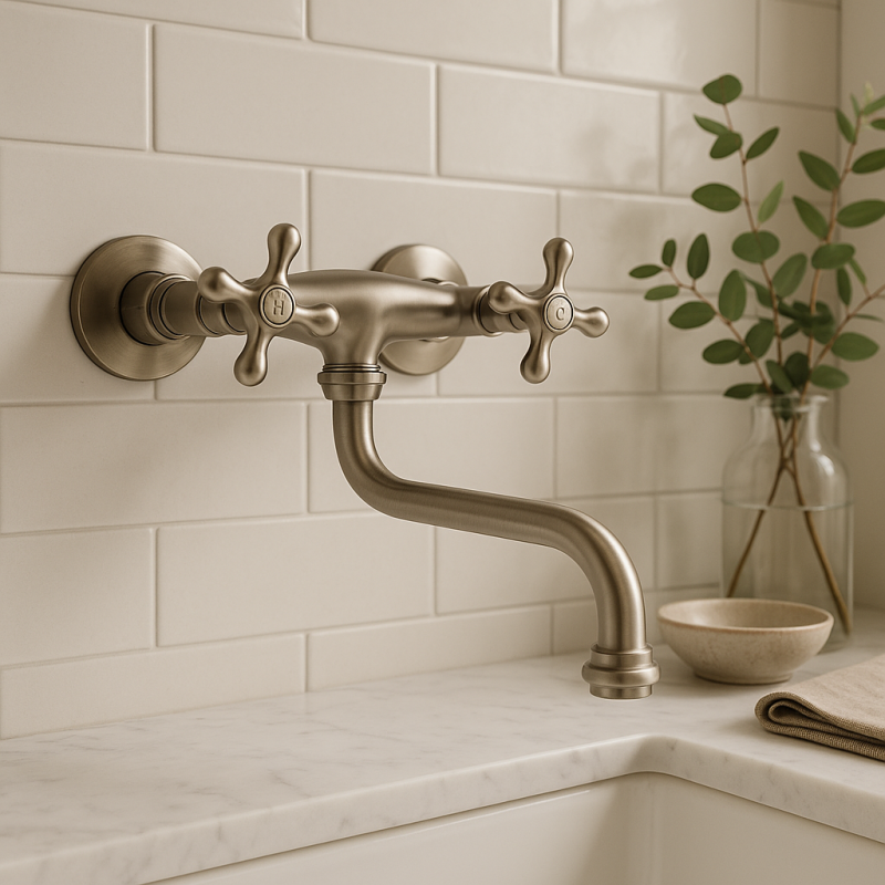 Grifo de cocina PB Nostalgic Grifo de pared Classic C acero inoxidable 10.2722