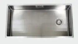 Fregadero ABK Bingara extragrande de acero inoxidable 80x40cm con desagüe asimétrico, montaje bajo encimera, sobre encimera y enrasado BIN80LFVI