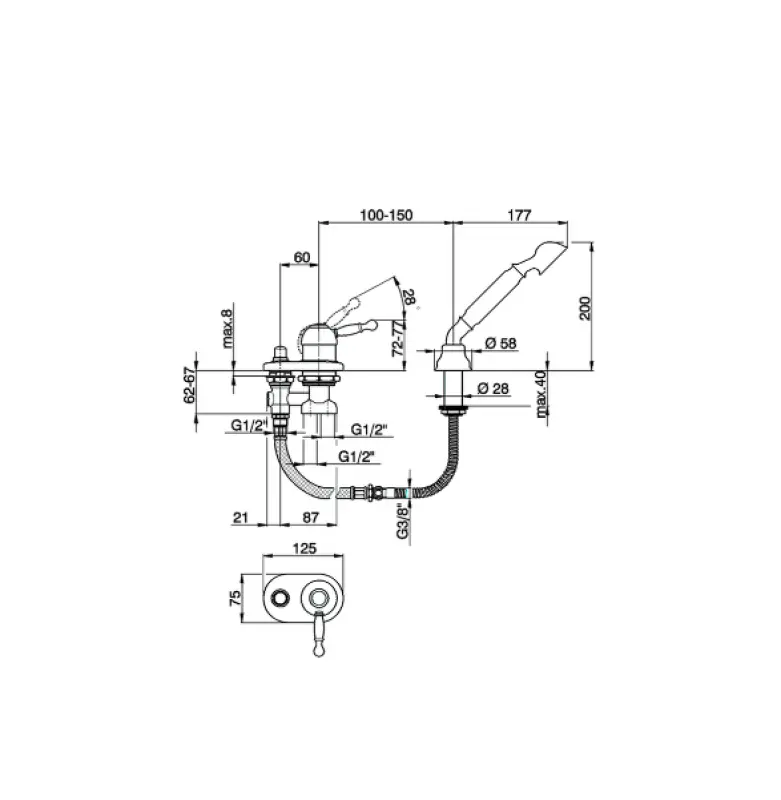Mezclador de baño Cisal Arcana Royal para montaje en el borde de la bañera dorado AY00129024