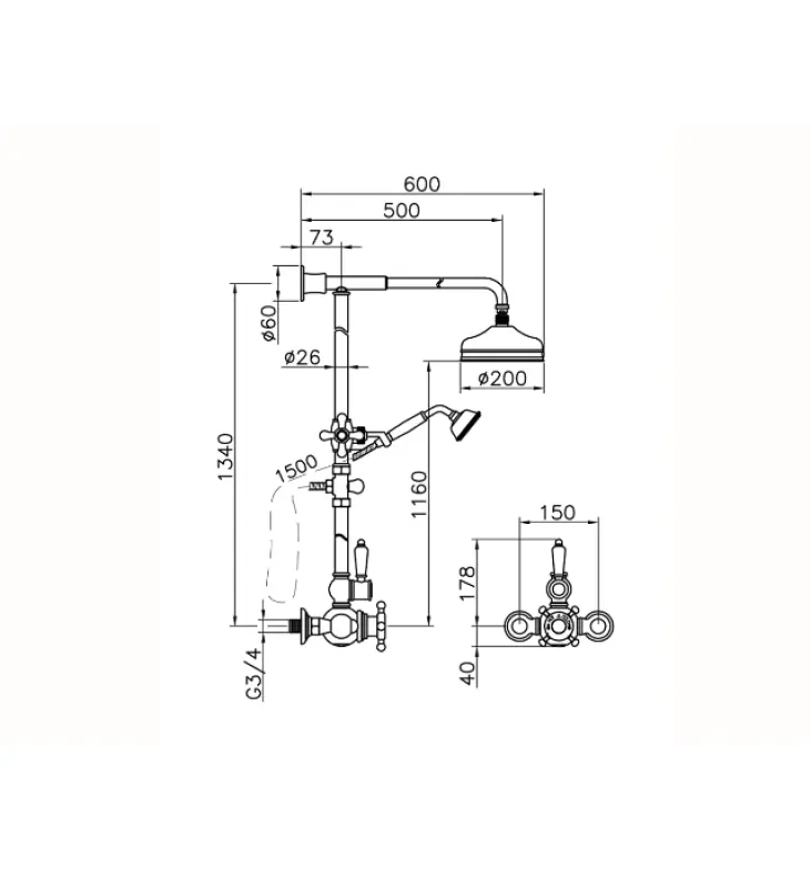 Ducha Termostática Huber Victorian 20cm Acero Inoxidable 590.VN21H.AC