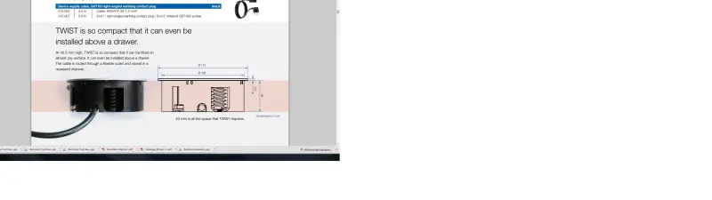 Toma de corriente de cocina Bachmann Twist encastrada en encimera de acero inoxidable de 2 vías