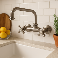 Grifo de cocina PB Nostalgic V2723 grifo de pared acero inoxidable