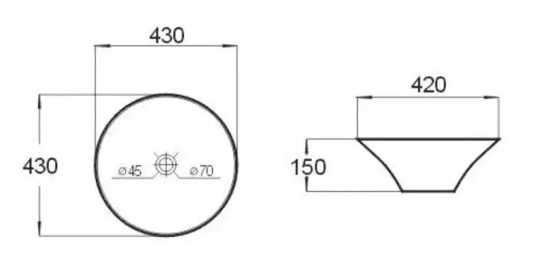 Blusani Cera Lavabo de cerámica para encastrar, 43 cm, blanco, BC204511