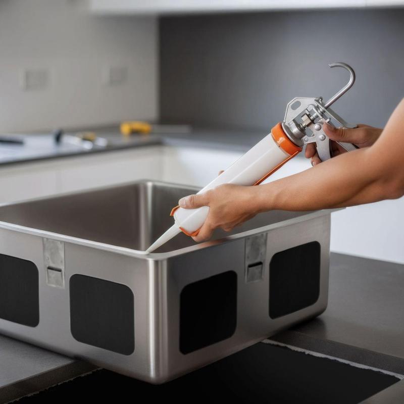 Adhesivo de silicona sin ácido para montaje bajo fregaderos de acero inoxidable