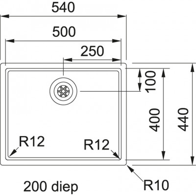 Franke Bolero Plus R12 BXX 210-50 stainless steel kitchen sink flush-mounted 50x40cm 127.0576.360