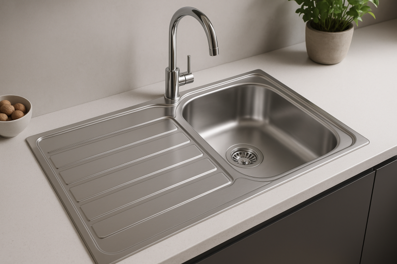 Fregadero de acero inoxidable Franke Spark SKX 611 con escurridor 86x50cm 101.0315.545