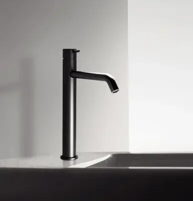 Waterevolution Flow washbasin tap high spout for washbasins incl. click plug matt black T115PR