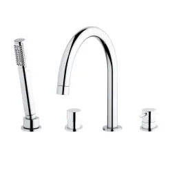 Mezclador de baño Waterevolution Flow de 4 agujeros para montaje en borde de bañera  cromado T13801
