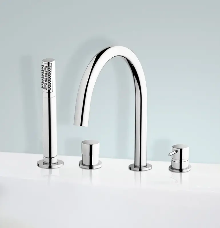 Mezclador de baño Waterevolution Flow de 4 agujeros para montaje en borde de bañera  cromado T13801