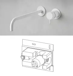 Grifo  empotrado Waterevolution Flow monomando empotrado blanco mate con caño 25cm T116BBR-25