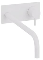 Grifo mezclador de lavabo Waterevolution Flow empotrado con embellecedor blanco mate y caño 25cm T1161BBR-25