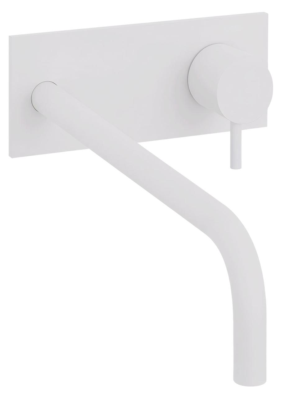 Grifo mezclador de lavabo Waterevolution Flow empotrado con embellecedor blanco mate y caño 25cm T1161BBR-25