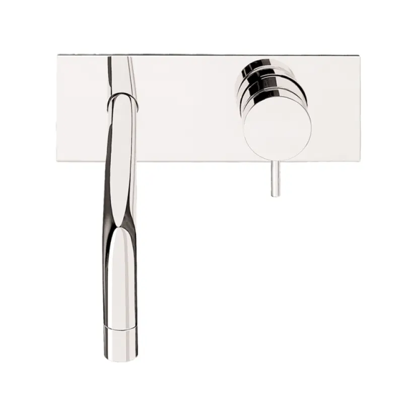 Grifo mezclador de lavabo Waterevolution Flow empotrado con embellecedor negro mate y caño 25cm T1161BPR-25