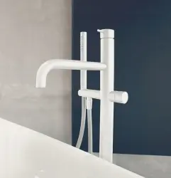 Mezclador Waterevolution Flow de pie para bañera independiente con teleducha blanco mate T133BR