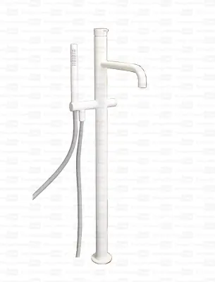Waterevolution Flow Floor standing bathub mixer  with flexible, handshower and fixed holder White T133BR