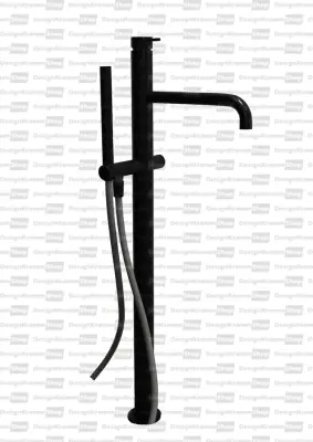 Waterevolution Flow Floor standing bathtub mixer with flexible handshower and fixed holder black T133PR