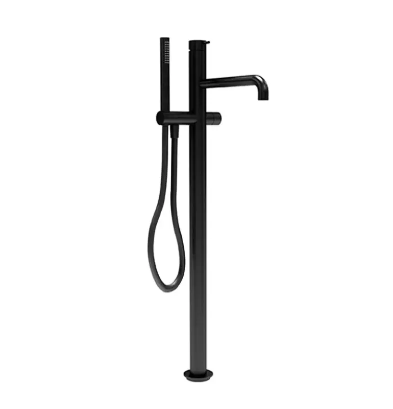 Mezclador Waterevolution Flow de pie para bañera independiente con teleducha negro mate T133PR